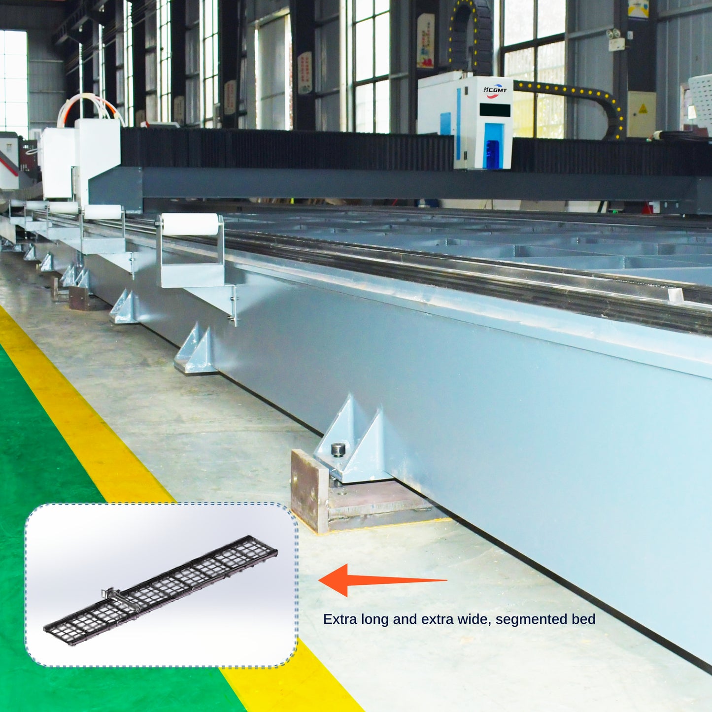 HCGMT® Ultra-sized Workbench Ground Rail Segmented Bed Thick Plate CNC Fiber Laser Cutting Machine